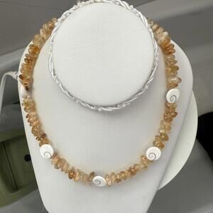Citrine Necklace. Shiva Shell Necklace. Citrine Jewelry. Handmade Jewelry.